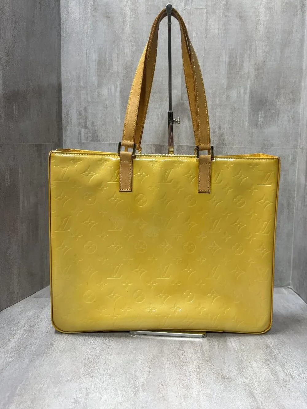 Louis Vuitton Houston Monogram Vernis Yellow Patent_Leather Tote Bag